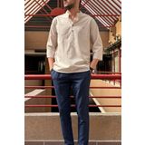 inpool Erkek, Regular fit, Hakim yaka, pamuklu, keten görünümlü gömlek 24INPG07