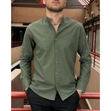 İnpool Erkek, Slim Fit, Dar Kesim, Hakim Yaka, Old Money Culture, Pamuklu, Keten Dokuma Gömlek 24INPG09 - 2XL