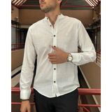 İnpool Erkek, Slim Fit, Dar Kesim, Hakim Yaka, Old Money Culture, Pamuklu, Keten Dokuma Gömlek 24INPG09 - XL - Beyaz