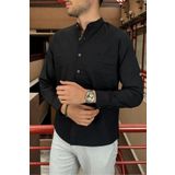 inpool Erkek, Slim fit, dar kesim, hakim yaka, old money culture, pamuklu, keten dokuma gömlek 24INPG09