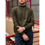 İnpool Erkek, Slim-Fit, Old Money, Yarım Boğazlı Triko Kazak PLTK01 - Haki