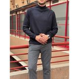 İnpool Erkek, Slim-Fit, Old Money, Yarım Boğazlı Triko Kazak PLTK01 - Lacivert - XL