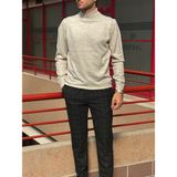 İnpool Erkek, Slim-Fit, Old Money, Yarım Boğazlı Triko Kazak PLTK01 - Taş