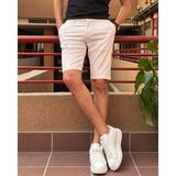 İnpool Erkek, Slim Fit, Pamuklu Kumaş, Nakış Detaylı Şort 24INP278 - Beyaz - 42