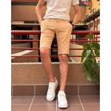 İnpool Erkek, Slim Fit, Pamuklu Kumaş, Nakış Detaylı Şort 24INP278 - Taba - 34