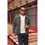 İnpool Erkek, Standart-Fit, Fermuar Detaylı, Gömlek Yaka, Kaşe Ceket 626 - Füme - 2XL