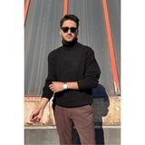İnpool Erkek, Tam Balıkçı Yaka, Yünlü, Old Money Culture, Kazak PLTK16 - Siyah - XL