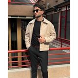 İnpool Gömlek Yaka, Oversize-Fit, Old Money Culture, Düğmeli, Kaşe Kumaş Ceket 24USEC05 - Taş - XL - Relax Fit