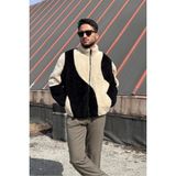 İnpool Renk Bloklu, Bel ve Manşet Ribanalı, Gündelik, Kışlık-Baharlık, Peluş Ceket 2460 - Siyah