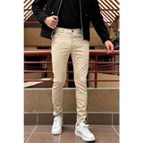 İnpool Slim-Fit Dar Kesim Bej Gabardin Pantolon Erkek Günlük Kullanım İçin İnce Kalınlık - 30