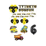 İnşaat Temalı Doğum Günü Bannerlı Kamyon Kepçe Şekilli Balon Seti Yaş 6