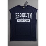Insane Minds Brooklyn Series: Siyah Varsity Baskılı Kolsuz Oversize Erkek T-Shirt - XL