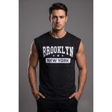 Insane Minds Brooklyn Series: Siyah Varsity Baskılı Kolsuz Oversize Erkek T-Shirt