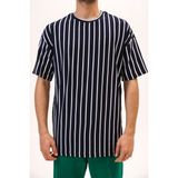 Insane Minds Erkek Tişört-Shirt Çizgili Desen Bol Kalıp Tshirt - 08L-Lacivert