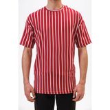 Insane Minds Erkek Tişört-Shirt Çizgili Desen Bol Kalıp Tshirt - 240-Kırmızı