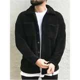 Insane Minds Unisex Düğmeli Peluş Ceket, Regular Kalıp, Siyah, Çift Cepli, Casual Stil, Wersoft Malzeme - XL
