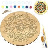 Inside Güneş Mandala Ahşap Boyama Tuval Seti Hediye Hobi Kiti 20 cm