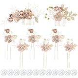 inSowni 20'li Paket Klasik Beyaz Tozlu Pembe Mavi Çiçek Gelin Düğün Saç Yan Taraklar + U Şekilli Çiçek Saç Tokaları + Bükümlü Spiral İnci Saç İğneleri Parçalar Gelin Nedimeler Kadınlar Kızlar için Aksesuarlar (Koyu Pembe)