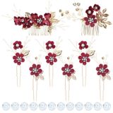 inSowni 20'li Paket Klasik Beyaz Tozlu Pembe Mavi Çiçek Gelin Düğün Saçı Yan Taraklar+U şeklinde Çiçek Saç Pimleri+Bükümlü Spiral İnci Saç Pimleri Parça Başlık Aksesuarları Gelinler, Nedimeler