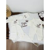Insta Bebe Müslin Tulum Şapka Zıbın Pijama ve Battaniye Nakış Işleme Isimli %100 Pamuk - 0 - 3 Ay - Ekru