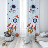 instababyrooms 135X270CM Çocuk Odası Dijital Baskılı Fon Perde - 135 x 270 cm - Açık Mavi