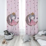 instababyrooms 135X270CM Çocuk Odası Dijital Baskılı Fon Perde - 135 x 270 cm - Açık Pembe
