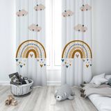 instababyrooms 135X270CM Çocuk Odası Dijital Baskılı Fon Perde - 135 x 270 cm - Beyaz - Kahverengi