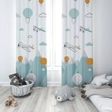 instababyrooms 135X270CM Çocuk Odası Dijital Baskılı Fon Perde - 135 x 270 cm - Gök Mavisi