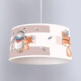 instababyrooms Ayı ve Tilki Desenli Çocuk Odası Dijital Baskılı Sarkıt Avize - Beyaz - 1