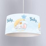 İnstababyrooms Beyaz Açık Mavi Bebek Fil Desenli Çocuk Odası Dijital Baskılı Sarkıt Avize