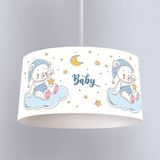 İnstababyrooms Beyaz Bebek Ayı Desenli Çocuk Odası Dijital Baskılı Sarkıt Avize