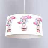İnstababyrooms Beyaz Fil Pembe Balon Desenli Çocuk Odası Dijital Baskılı Sarkıt Avize