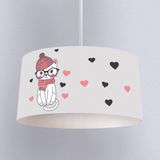 İnstababyrooms Beyaz Gri Tatlı Kedi Desenli Çocuk Odası Dijital Baskılı Sarkıt Avize