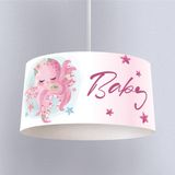 İnstababyrooms Beyaz Pembe Bebek Ahtapot Desenli Çocuk Odası Dijital Baskılı Sarkıt Avize