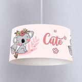 İnstababyrooms Beyaz Pembe Tatlı Koala Desenli Çocuk Odası Dijital Baskılı Sarkıt Avize