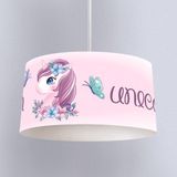 İnstababyrooms Beyaz Toz Pembe Unicorn Desenli Çocuk Odası Dijital Baskılı Sarkıt Avize