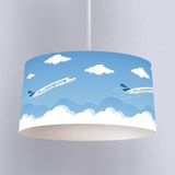 İnstababyrooms Beyaz Uçak ve Bulut Desenli Çocuk Odası Dijital Baskılı Sarkıt Avize