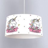 İnstababyrooms Beyaz Unicorn Pembe Yıldız Desenli Çocuk Odası Dijital Baskılı Sarkıt Avize