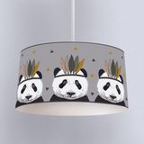 İnstababyrooms Beyaz Vahşi Batı Panda Desenli Çocuk Odası Dijital Baskılı Sarkıt Avize