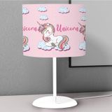 instababyrooms Gökkuşağı Unicorn Pembe Desenli Çocuk Odası Dijital Baskılı Çocuk Odası Masaüstü Abajur Avize