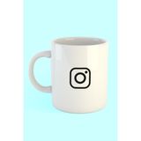 Instagram Logo Baskılı Kahve Kupası - Beyaz - 300 cc