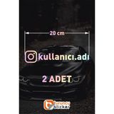 Instagram Logolu Kullanıcı Adı - 2 Adet 20 cm - Araç Kelebek Cam Sticker Etiketi Folyo Kesim