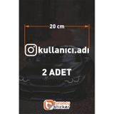 İnstagram Logolu Kullanıcı Adı - 2 Adet 20 Cm - Araç Kelebek Cam