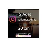 İnstagram Logolu Kullanıcı Adı - 2 Adet 20 Cm - Araç - Motor Sticker Etiketi Folyo Kesim