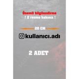 Instagram Logolu Kullanıcı Adı - 2 Adet 20 cm Folyo Kesim Sticker - Siyah -