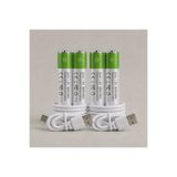 instatech 4’lü AAA Şarjlı Pil 1.5V 800mWh USB Şarj Edilebilir Lithium Batarya Seti + Şarj Kablosu