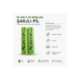 instatech AAA Şarjlı Pil Ni-MH 1.2V 800mAh İnce Kalem Pil