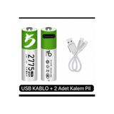 instatech USB ile Şarj Edilebilen ince Pil Seti – 2 Adet + Kablo 2600mah