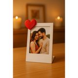 Instax Fotoğraf Çerçevesi Minimalist Dekoratif Vesikalık Masaüstü Çerçeveler Bebek Aile Çift Fotoğraf Köşesi Dekor - Kırmızı - Beyaz