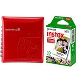 Instax Fuji 7-8-9-25-70-90 için 10'lu film+64 'lük Albüm (Kırmızı)